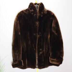 Vintage Stewart’s Faux Fur Swing Coat Brown 20” P2P Estimated L